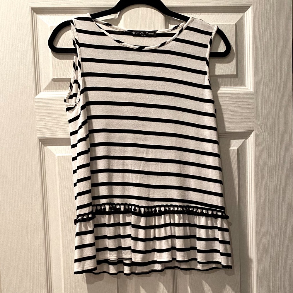 Black and white striped tank